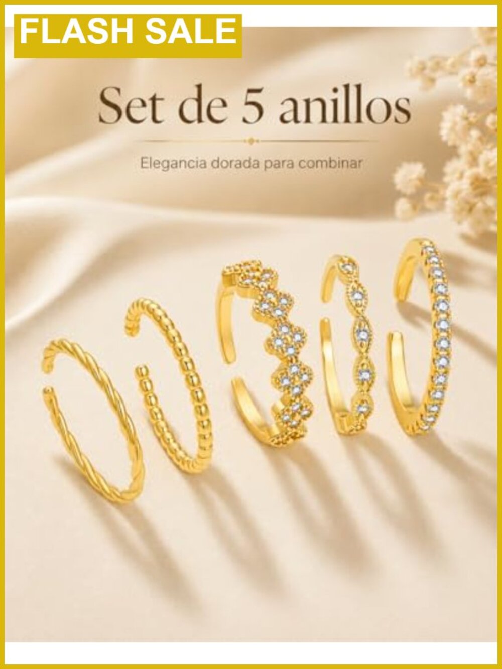 Stackable Rings Set for Women Non Tarnish Adjustable Open Midi Stacking Rings - Picture 6 of 6